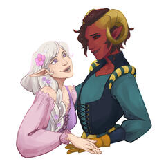 elf druid & tiefling bard, commissioned by Elisa
